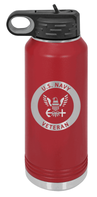 Navy Veteran - 32oz Water Bottle Laser Engraved- Maroon