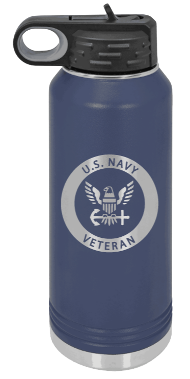 Navy Veteran - 32oz Water Bottle Laser Engraved- Navy