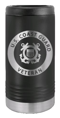 Coast Guard Veteran Laser Engraved Slim Can Insulated Koosie
