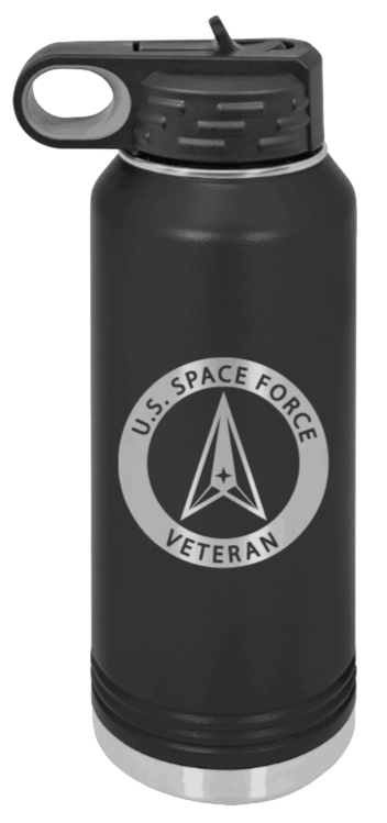 Space Force Veteran - 32oz Water Bottle Laser Engraved- Black