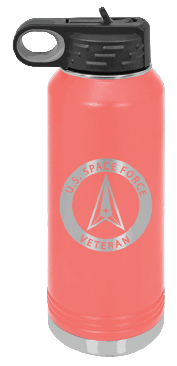 Space Force Veteran - 32oz Water Bottle Laser Engraved- Coral