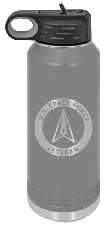 Space Force Veteran - 32oz Water Bottle Laser Engraved- Dark Grey