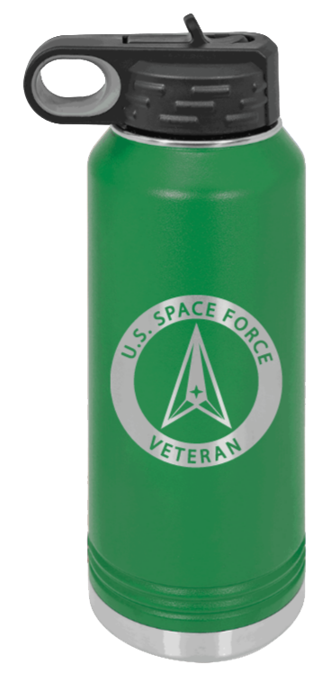 Space Force Veteran - 32oz Water Bottle Laser Engraved- Green