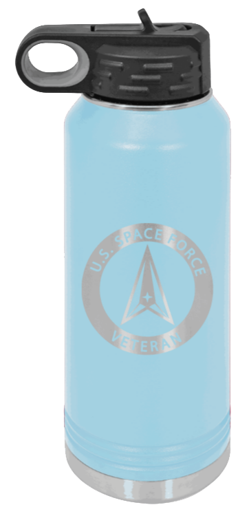 Space Force Veteran - 32oz Water Bottle Laser Engraved- Light Blue