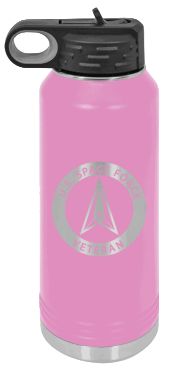 Space Force Veteran - 32oz Water Bottle Laser Engraved- Light Purple