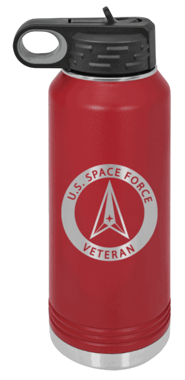 Space Force Veteran - 32oz Water Bottle Laser Engraved- Maroon