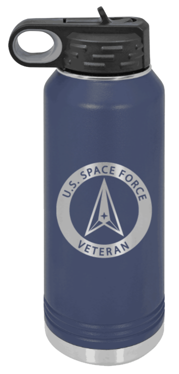 Space Force Veteran - 32oz Water Bottle Laser Engraved- Navy