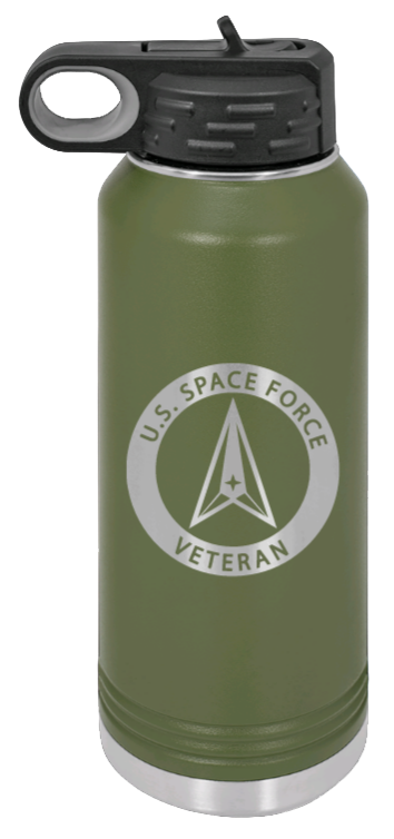 Space Force Veteran - 32oz Water Bottle Laser Engraved- Olive