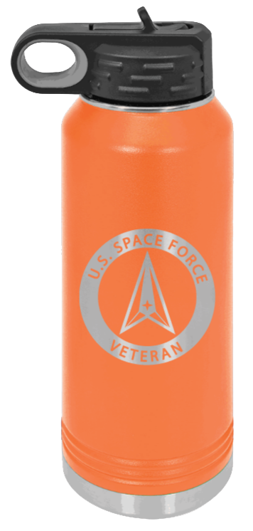 Space Force Veteran - 32oz Water Bottle Laser Engraved- Orange