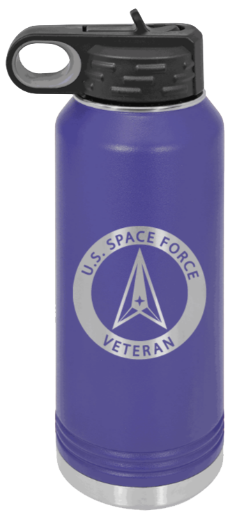 Space Force Veteran - 32oz Water Bottle Laser Engraved- Purple