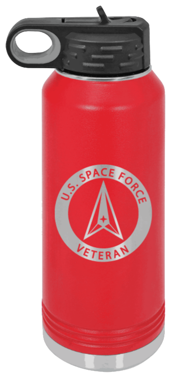 Space Force Veteran - 32oz Water Bottle Laser Engraved- Red