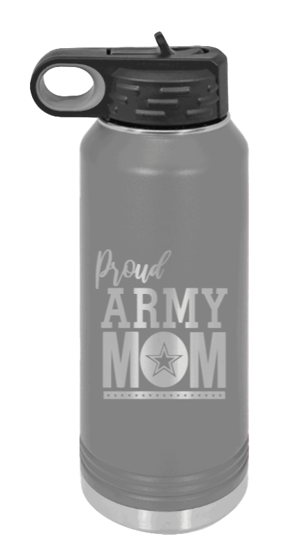 Army Mom - 32oz Water Bottle Laser Engraved- Dark Grey