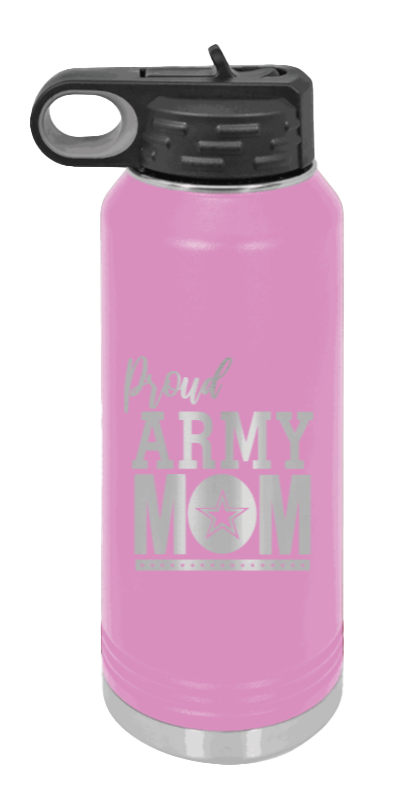 Army Mom - 32oz Water Bottle Laser Engraved- Light Purple