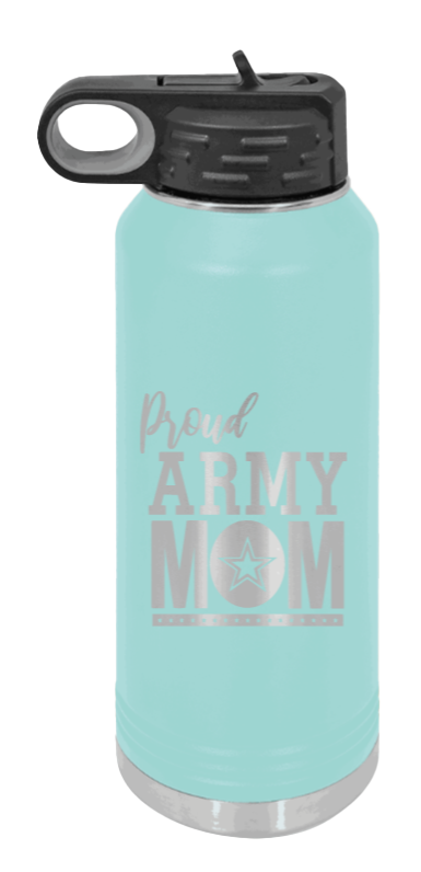 Army Mom - 32oz Water Bottle Laser Engraved- Teal