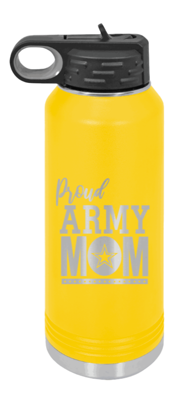 Army Mom - 32oz Water Bottle Laser Engraved- Yellow