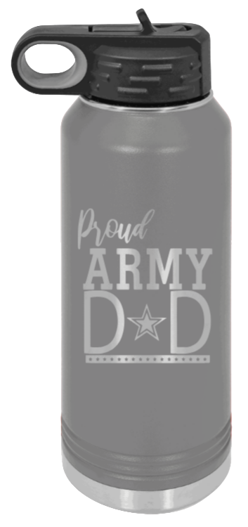 Army Dad - 32oz Water Bottle Laser Engraved- Dark Grey