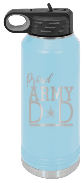Army Dad - 32oz Water Bottle Laser Engraved- Light Blue