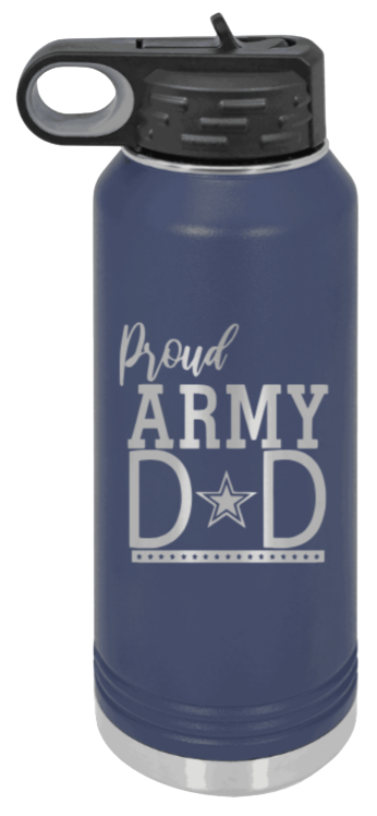 Army Dad - 32oz Water Bottle Laser Engraved- Navy