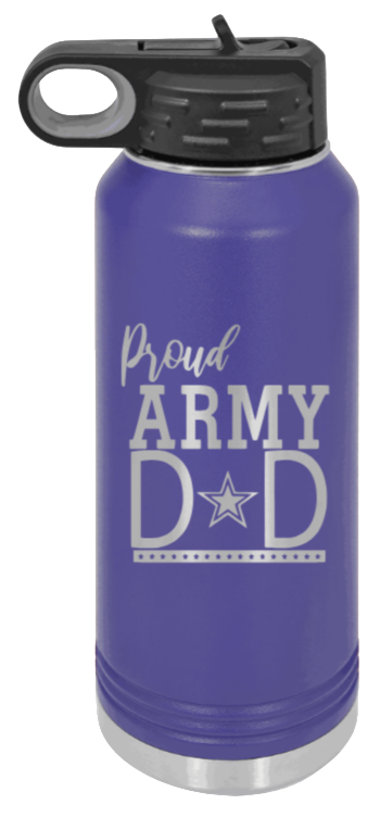 Army Dad - 32oz Water Bottle Laser Engraved- Purple