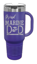 Load image into Gallery viewer, Proud Marine Dad 40oz Handle Mug Laser Engraved

