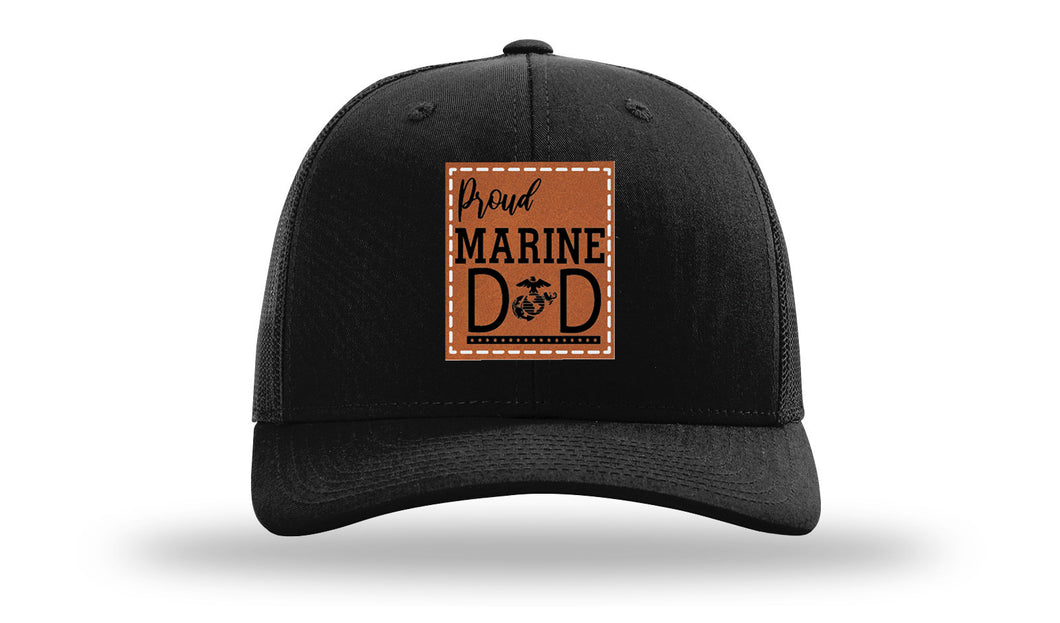 Proud Marine Dad Leather Patch Richardson 112 Hat