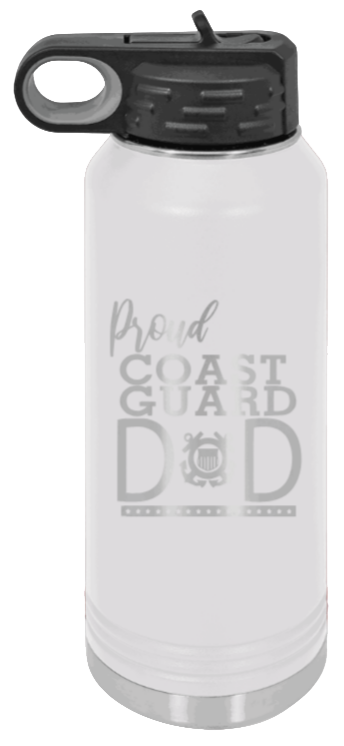 Coast Guard Dad - 32oz Water Bottle Laser Engraved- White