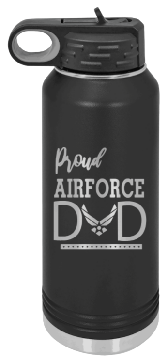 Air Force Dad - 32oz Water Bottle Laser Engraved- Black