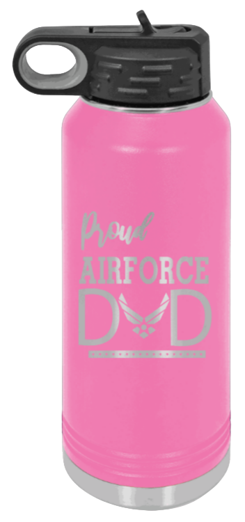 Air Force Dad - 32oz Water Bottle Laser Engraved- Pink