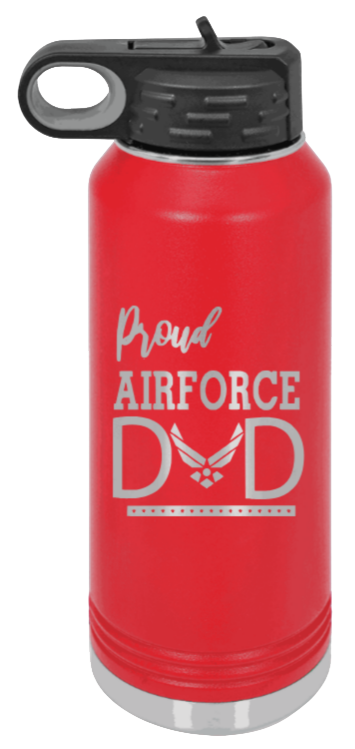 Air Force Dad - 32oz Water Bottle Laser Engraved- Red