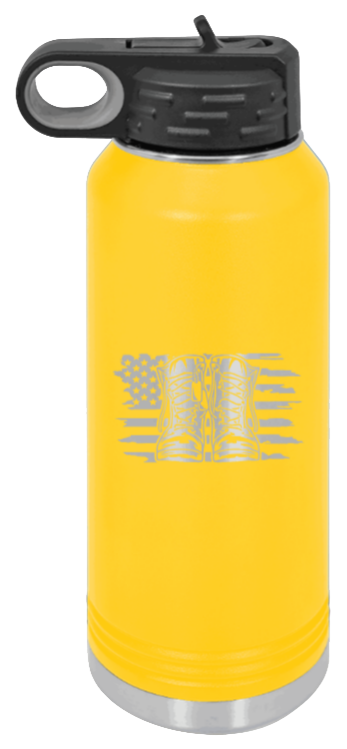 Combat Boots Flag - 32oz Water Bottle Laser Engraved- Yellow