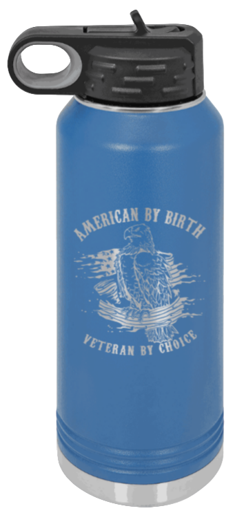Veteran By Choice - 32oz Water Bottle Laser Engraved- Royal Blue