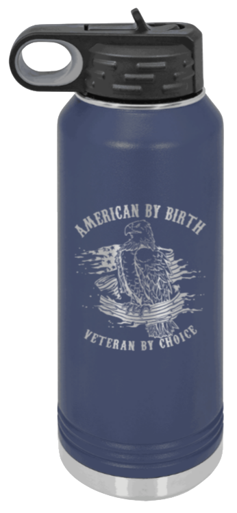 Veteran By Choice - 32oz Water Bottle Laser Engraved- Navy