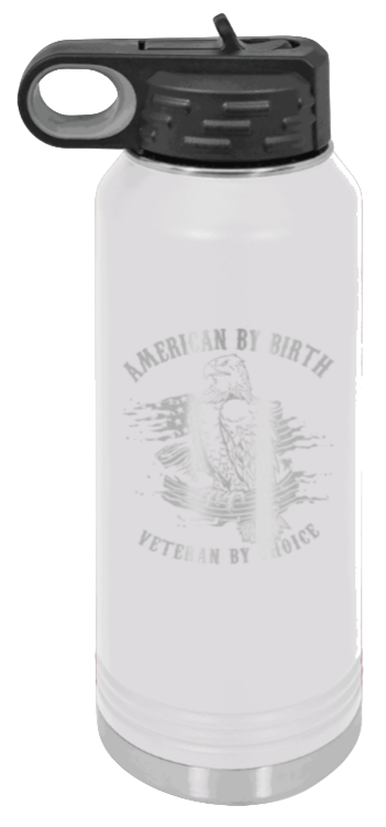 Veteran By Choice - 32oz Water Bottle Laser Engraved- White