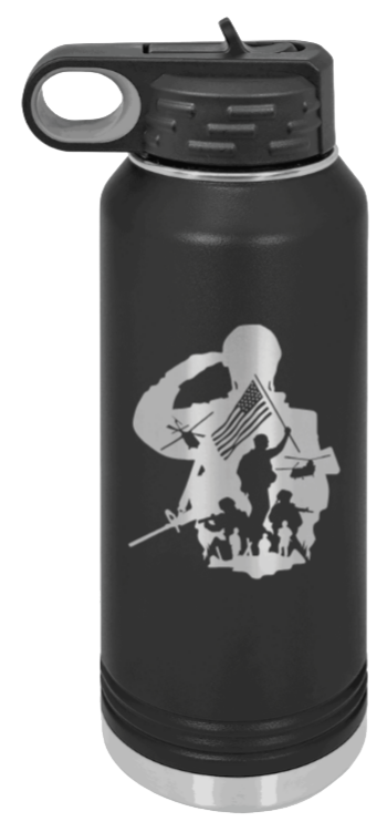 Soldier Laser Engraved Water Bottle (Etched)