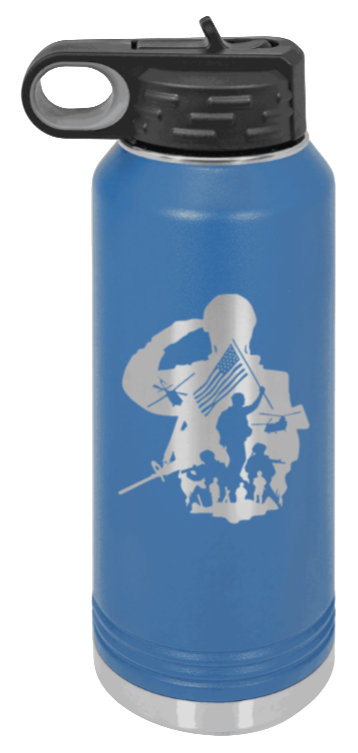 Soldier - 32oz Water Bottle Laser Engraved- Royal Blue