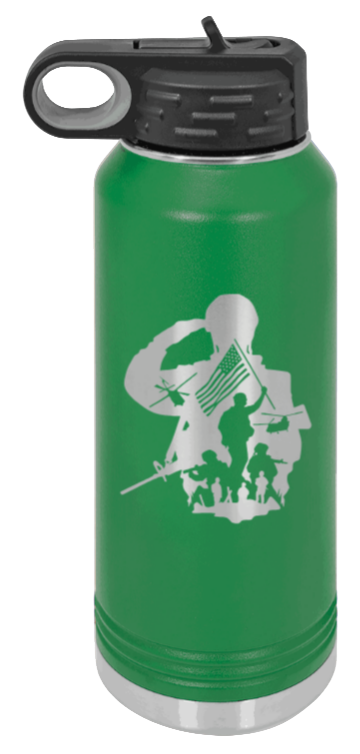Soldier - 32oz Water Bottle Laser Engraved- Green