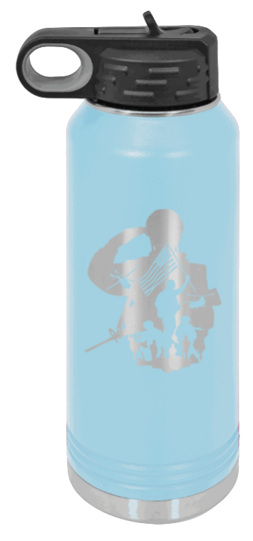 Soldier - 32oz Water Bottle Laser Engraved- Light Blue