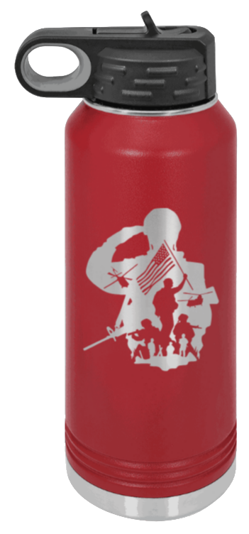 Soldier - 32oz Water Bottle Laser Engraved- Maroon