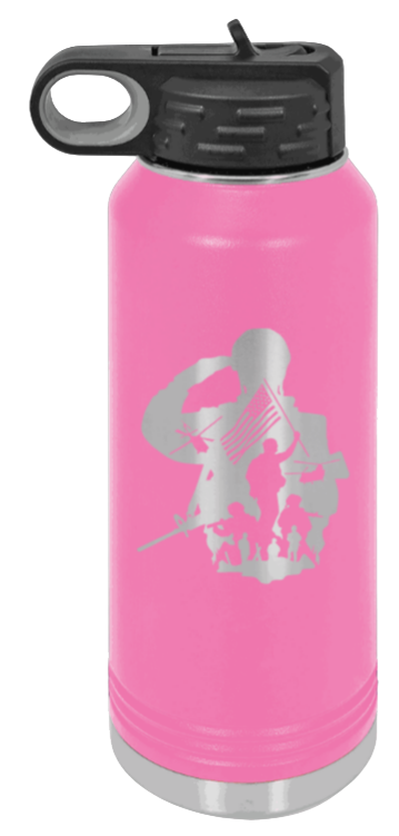 Soldier - 32oz Water Bottle Laser Engraved- Pink
