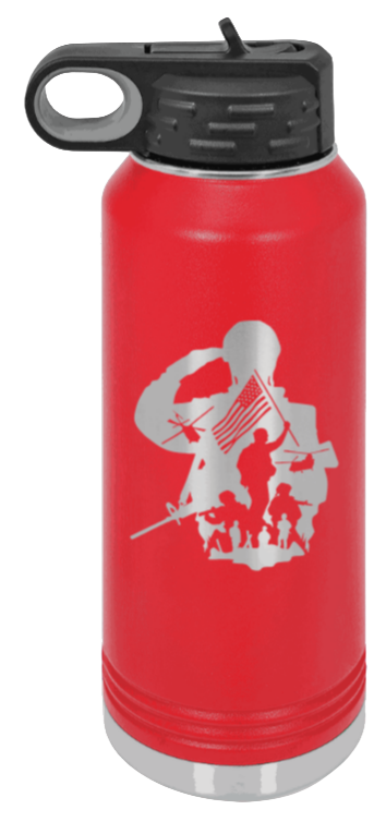 Soldier - 32oz Water Bottle Laser Engraved- Red