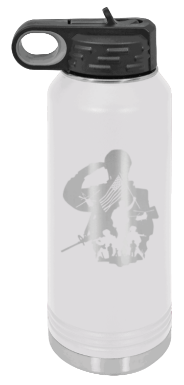 Soldier - 32oz Water Bottle Laser Engraved- White
