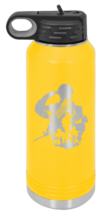 Soldier - 32oz Water Bottle Laser Engraved- Yellow
