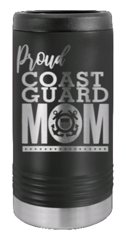 Proud Coast Guard Mom Laser Engraved Slim Can Insulated Koosie