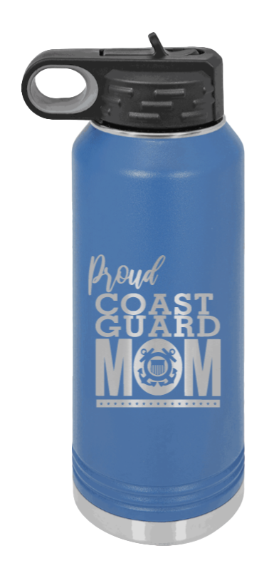 Coast Guard Mom - 32oz Water Bottle Laser Engraved- Royal Blue
