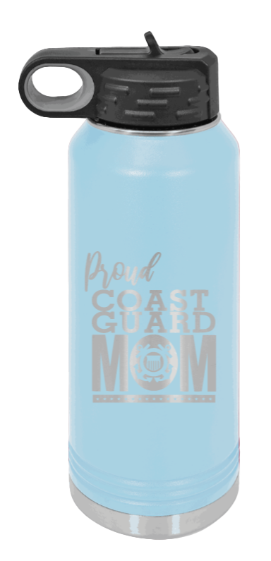 Coast Guard Mom - 32oz Water Bottle Laser Engraved- Light Blue
