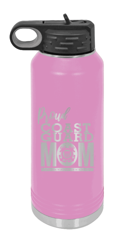 Coast Guard Mom - 32oz Water Bottle Laser Engraved- Light Purple