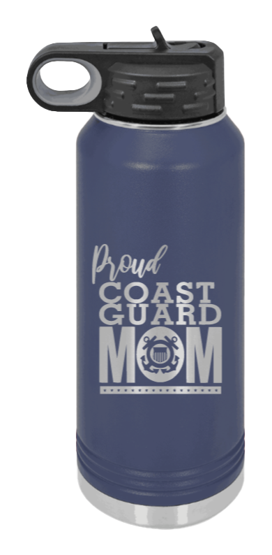 Coast Guard Mom - 32oz Water Bottle Laser Engraved- Navy