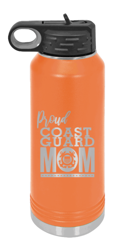Coast Guard Mom - 32oz Water Bottle Laser Engraved- Orange