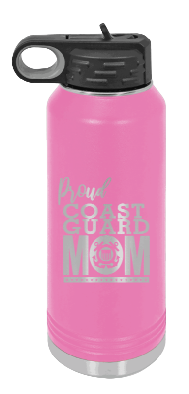 Coast Guard Mom - 32oz Water Bottle Laser Engraved- Pink