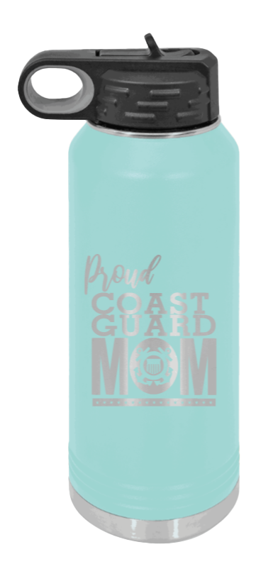 Coast Guard Mom - 32oz Water Bottle Laser Engraved- Teal